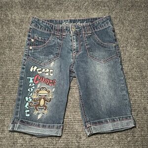 Y2K Vintage BOBBY JACK BRAND MONKEY DENIM JEAN BERMUDA SHORTS‎ CAPRI GIRLS 10